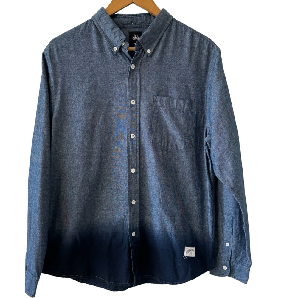 Stussy Blue Gradient Casual Button Down Shirt